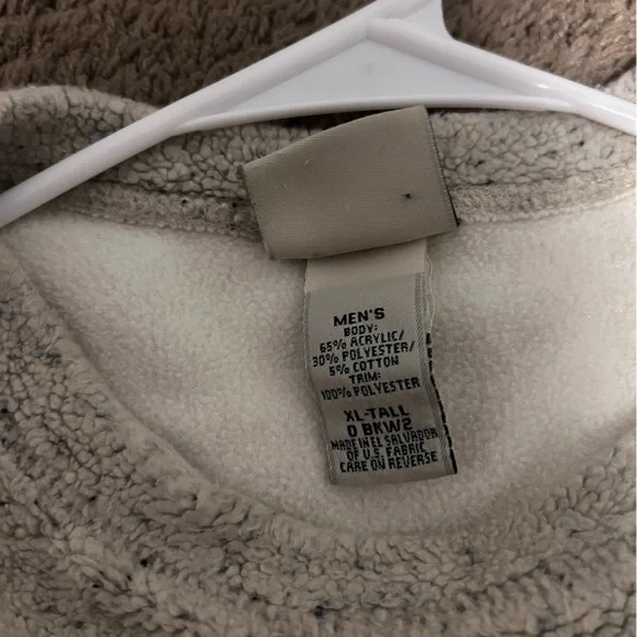 RARE Vintage LL Bean Sherpa Fleece Pullover Sweater Mens XL Tall 0 Bkw2 Marled - Picture 6 of 8